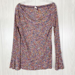 Akemi + Kin | Zaka Rainbow Knit Bell Sleeve Top Size Small